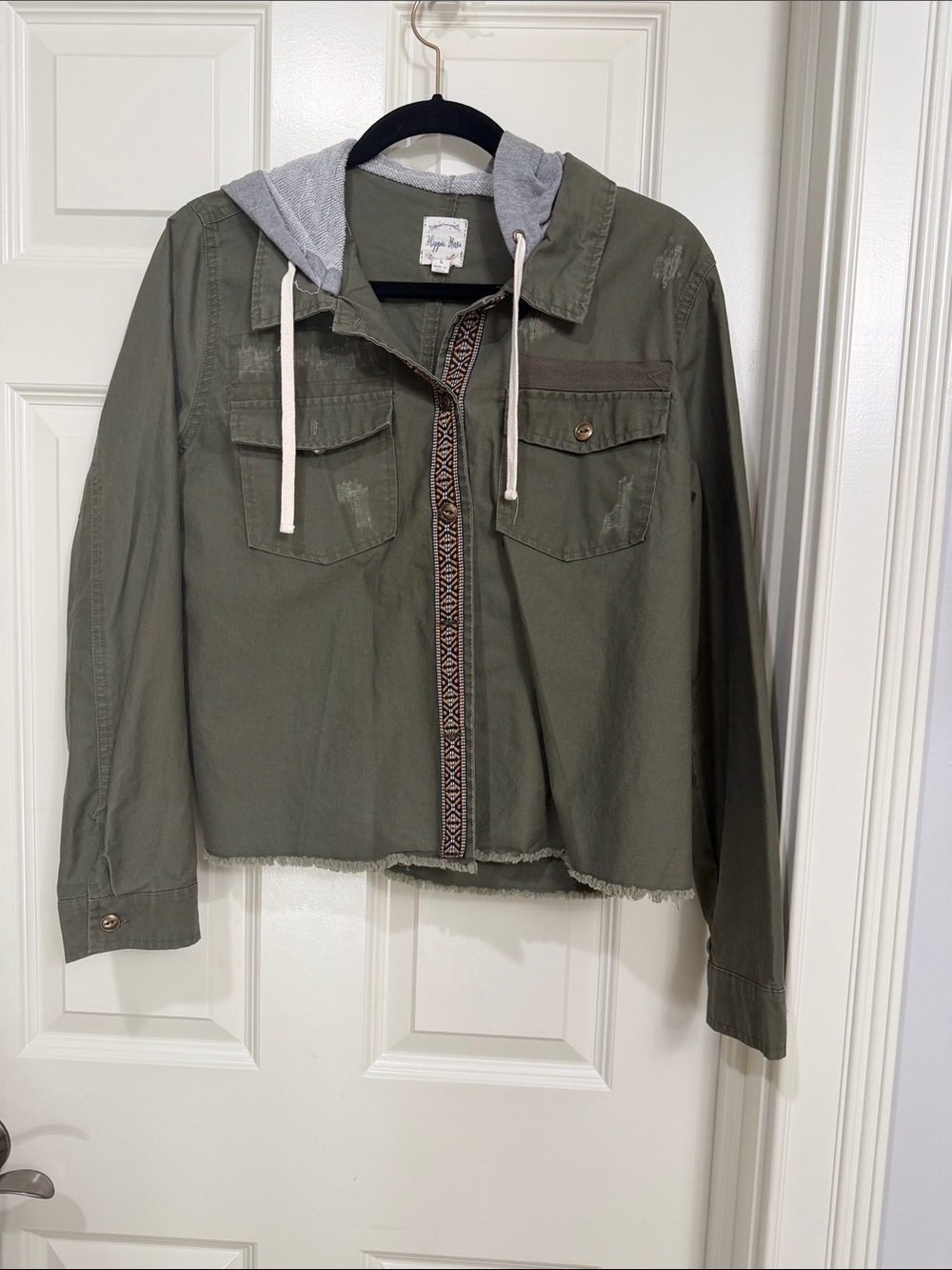 Casual Olive Hooded Utility Jacket -